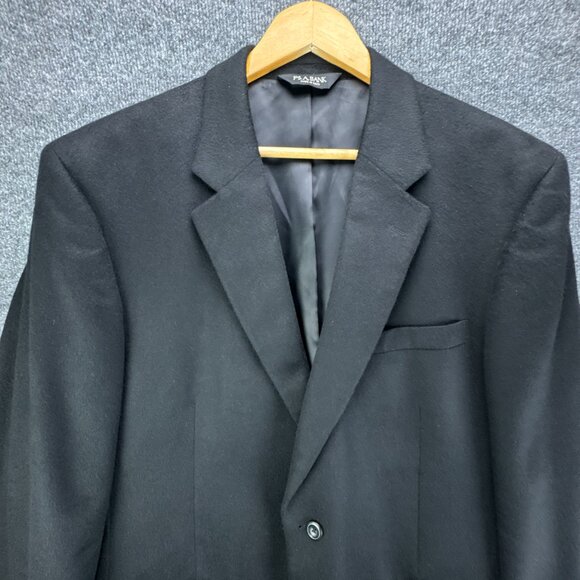 Jos A Bank‎ Sport Coat Jacket Mens 44L Black 100% Cashmere Blazer 2 Button - Picture 2 of 16